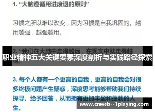 职业精神五大关键要素深度剖析与实践路径探索 职业精神五大关键要素深度剖析与实践路径探索