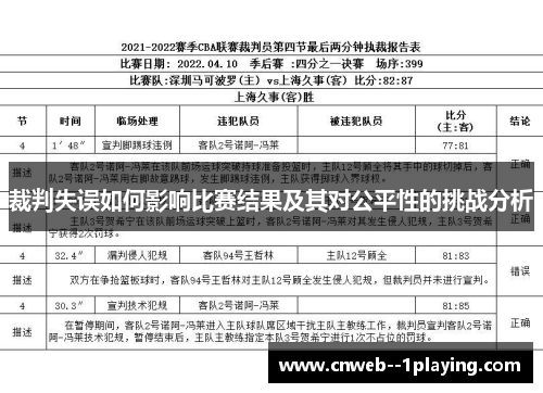 裁判失误如何影响比赛结果及其对公平性的挑战分析